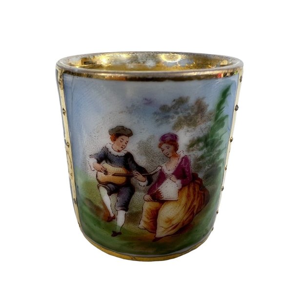 Miniature Royal Vienna Ackerman & Fritze Tea Cup & Saucer Cobalt Blue Demitasse - Picture 3 of 12